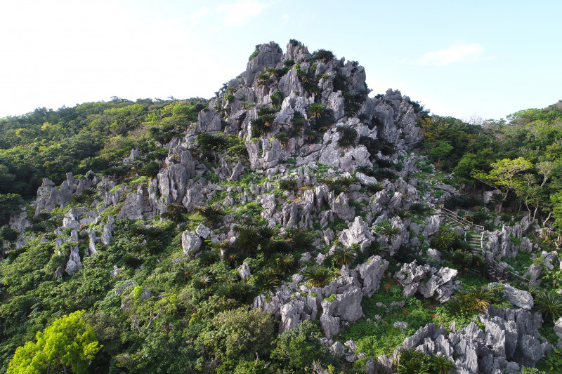 石灰岩が海底から隆起して、侵食されたタワー状のカルスト「悟空岩」